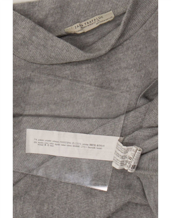 Zara Mujer Trafaluc Crop Camiseta Top UK 44 Poliéster Gris Medio