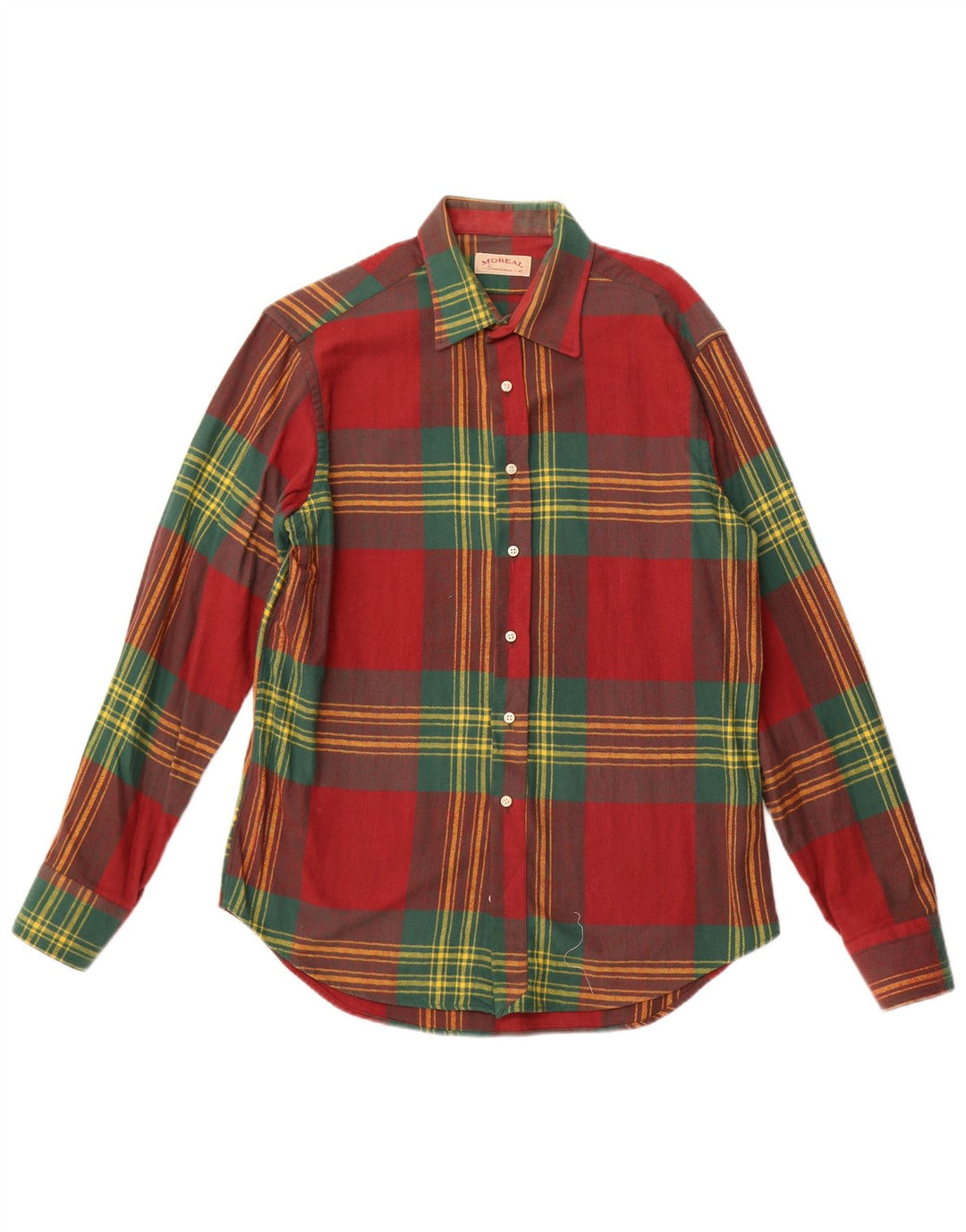 Camisa de franela para hombre MOREAL Talla 40 Algodón a cuadros rojo mediano