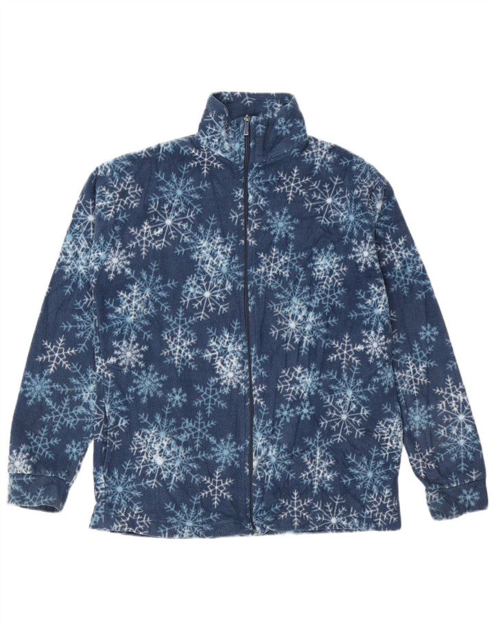 VINTAGE Chaqueta polar para mujer Reino Unido 20 2XL Azul marino Fair Isle Poliéster