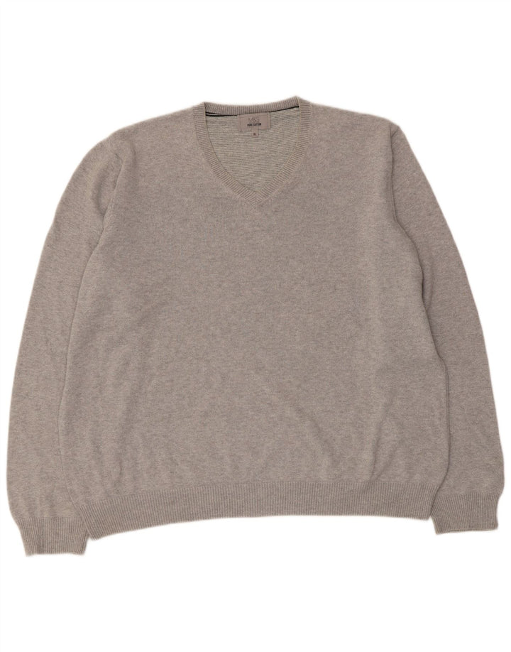Marks & Spencer Jersey con cuello en V para hombre XL Algodón gris