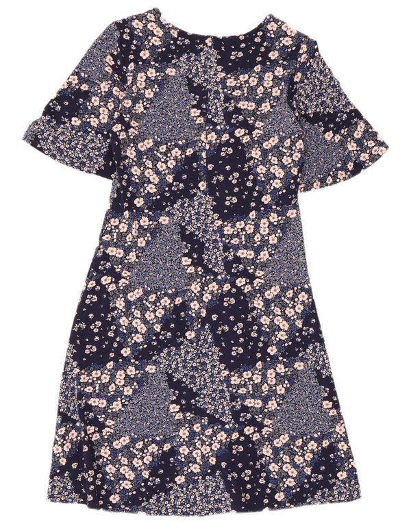 Marks & Spencer Vestido acampanado para mujer UK 8 Small Viscosa floral azul marino