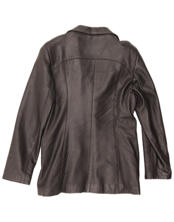 Davin Chaqueta Blazer de Cuero con 3 Botones para Mujer IT 44 Mediano Negro