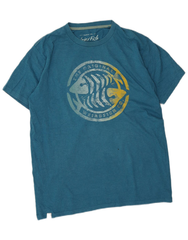 Weird Fish Camiseta gráfica para hombre Top XL Algodón azul