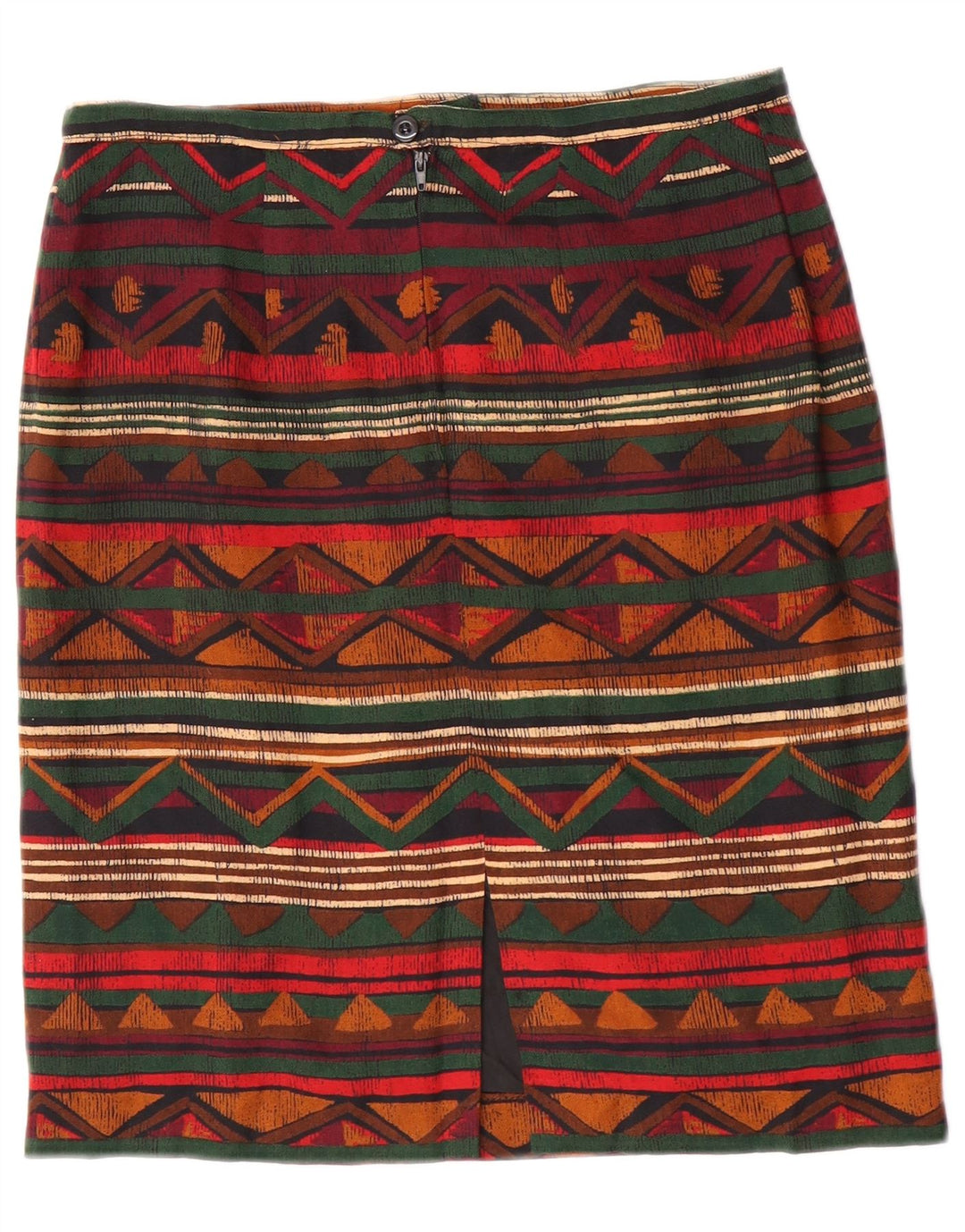 Vintage mujer lápiz falda W28 medio multicolor geométrico