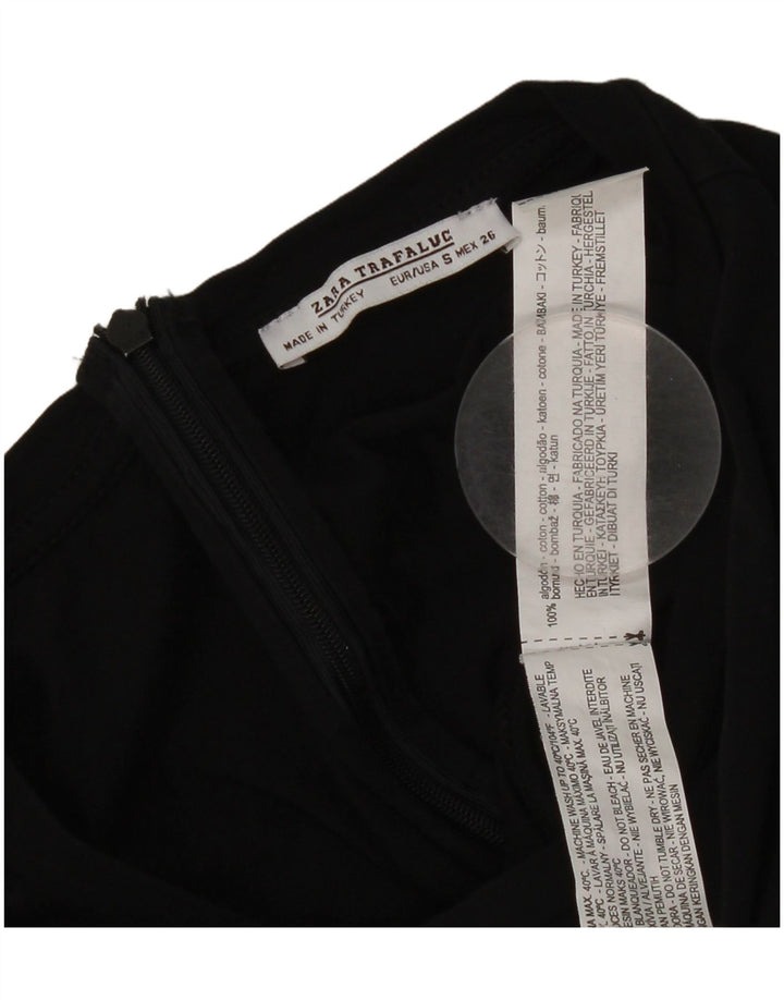Zara Mujer Mono UK 10 Pequeño Algodón Negro