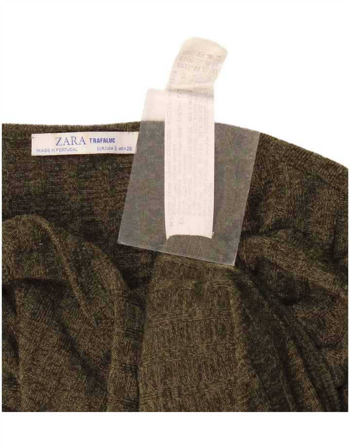 Zara Mujer Trafaluc Camiseta Top UK 8 Small Caqui Poliéster