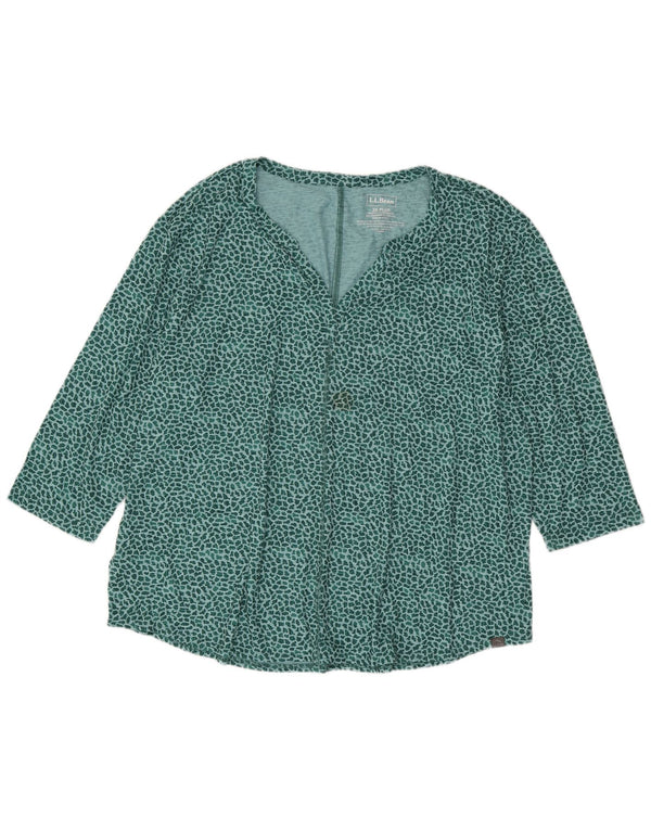 L.L.BEAN Blusa de manga 3/4 para mujer UK 22 3XL Estampado animal verde