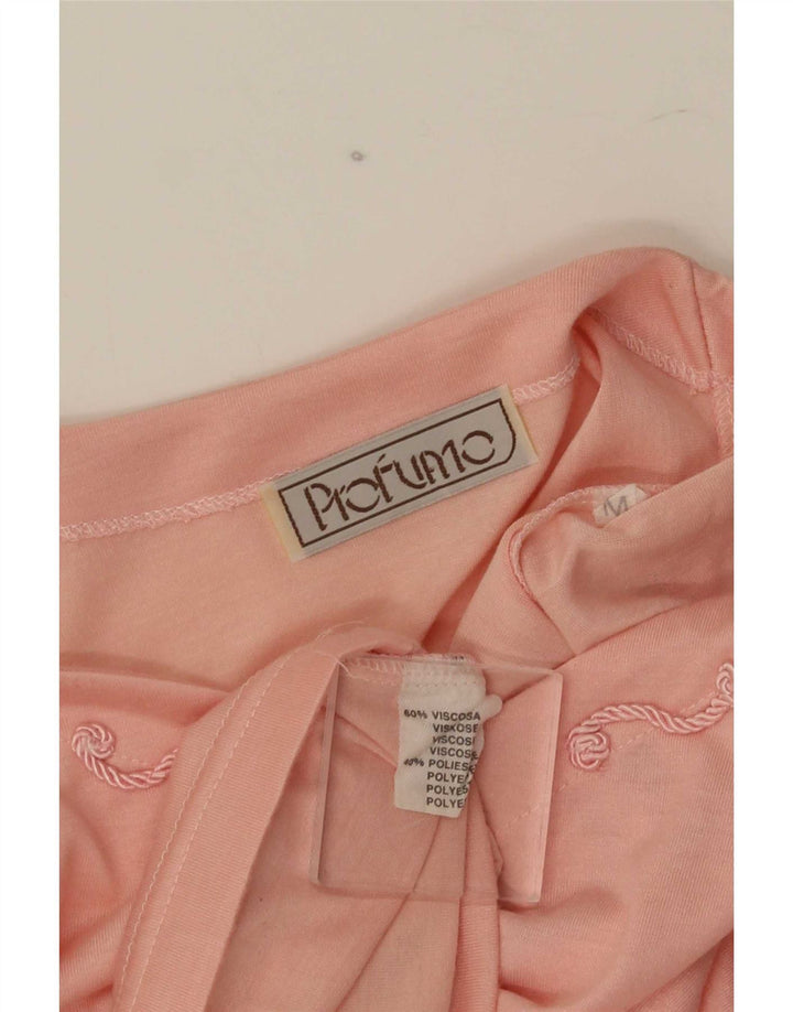 Vintage camiseta de mujer Top UK 14 Viscosa rosa mediana