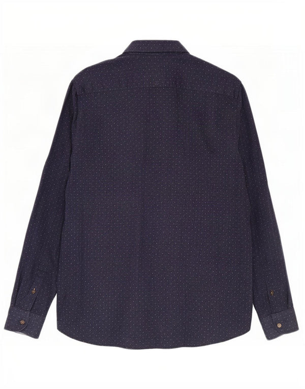 Ted Baker Camisa para hombre Talla 4 Grande Algodón con manchas azul marino