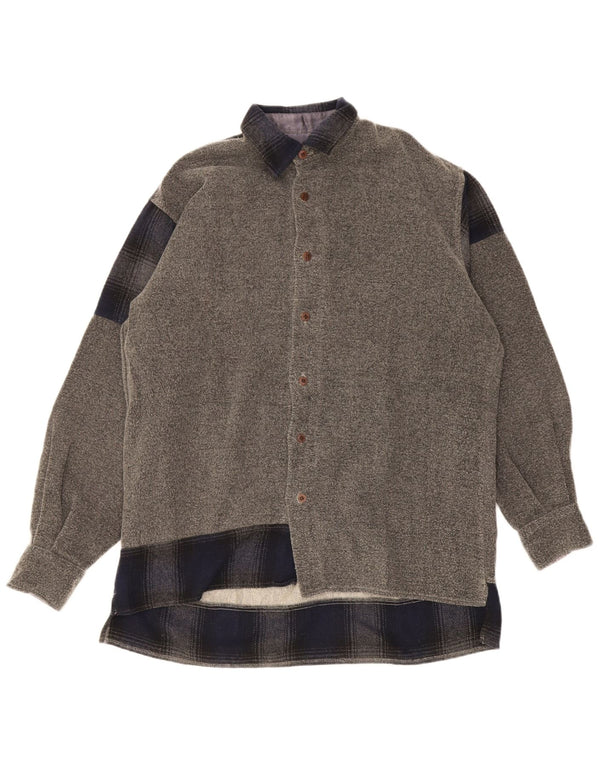 Sisley Hombre Sobrecamisa Loose Fit Camisa Small Gris Colorblock Poliéster
