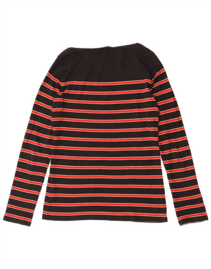 Ralph Lauren Top para mujer de manga larga UK 12 Algodón a rayas negro mediano