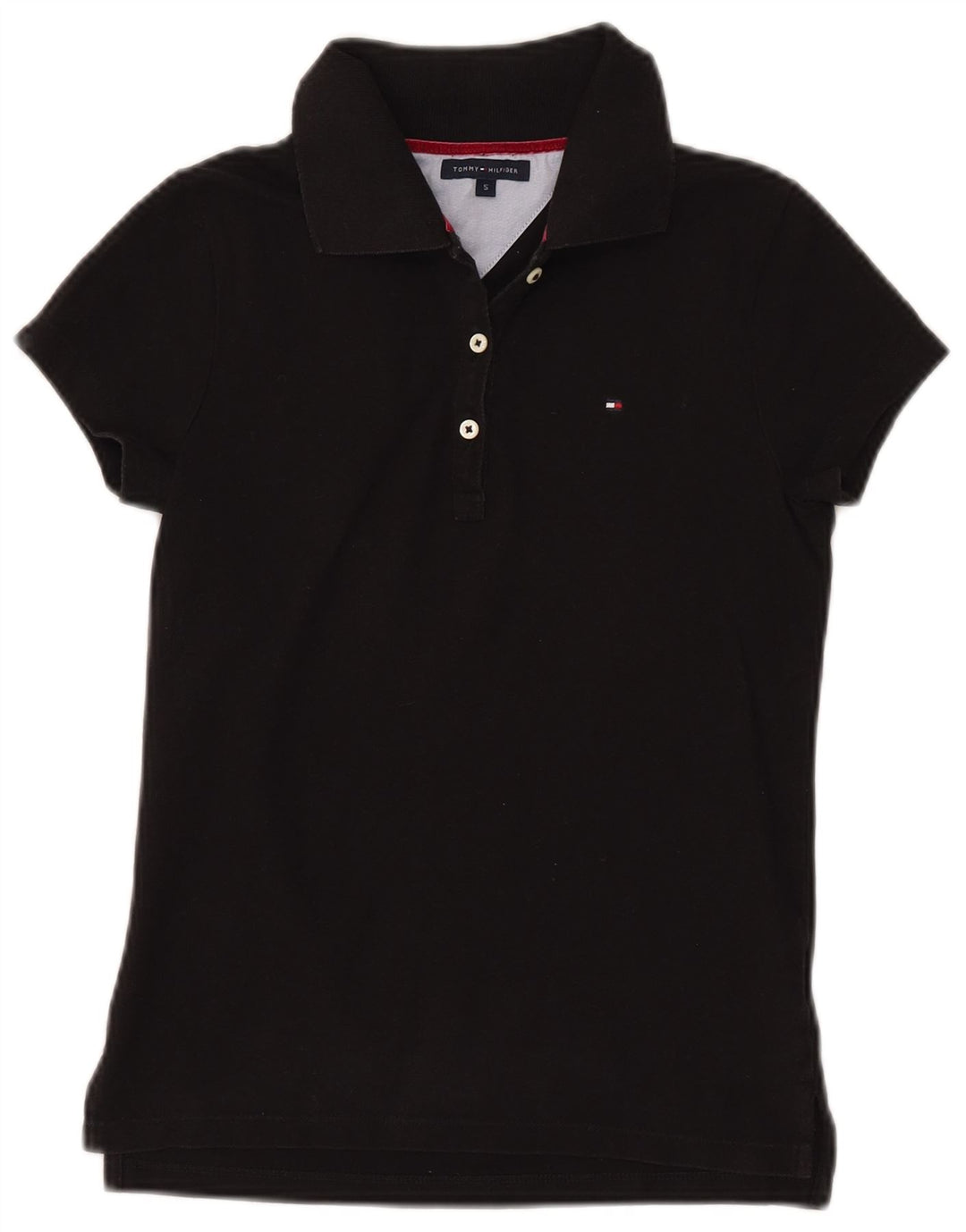 TOMMY HILFIGER Polo para mujer UK 8 Small Algodón negro