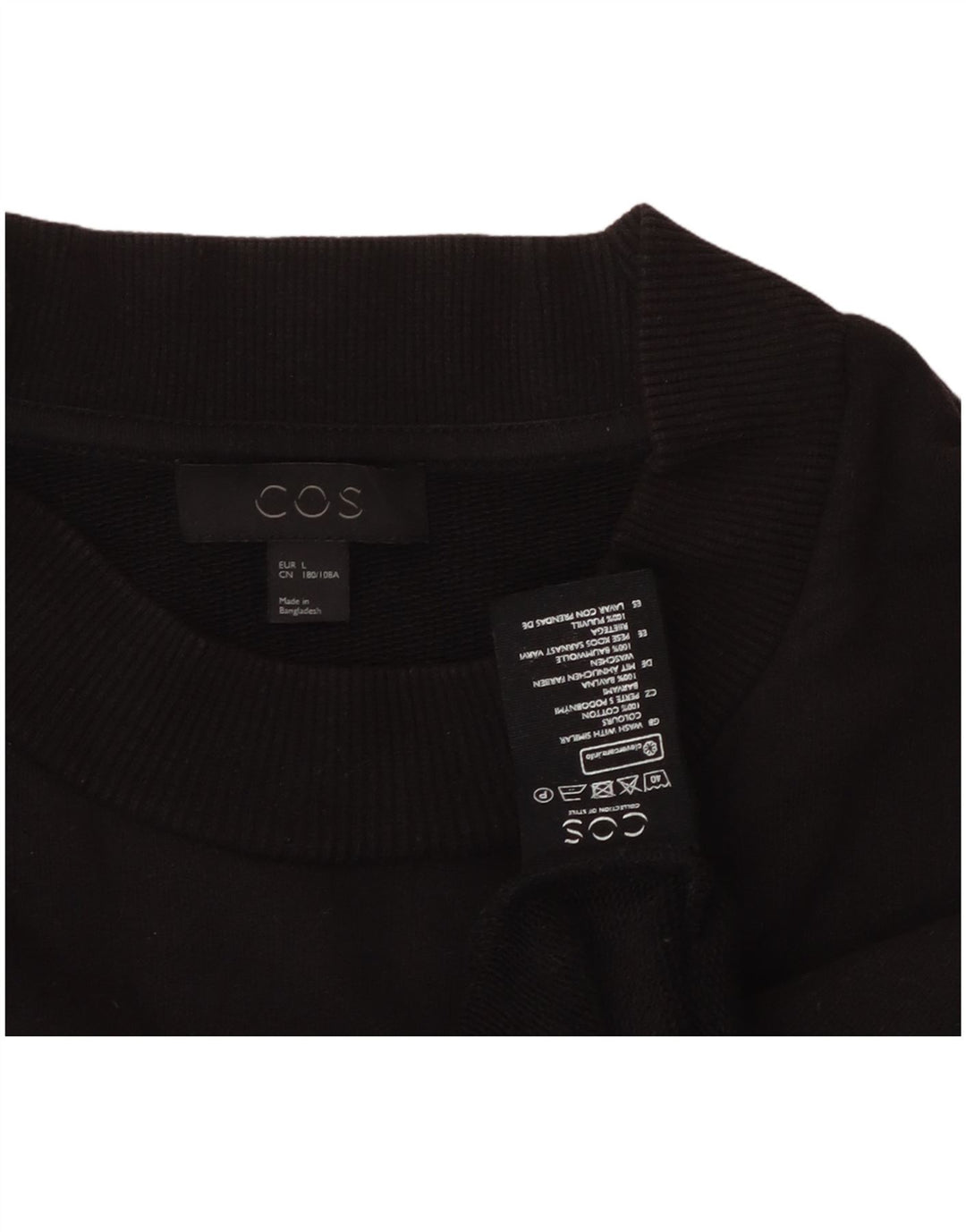COS Sudadera para hombre Jumper Grande Algodón negro