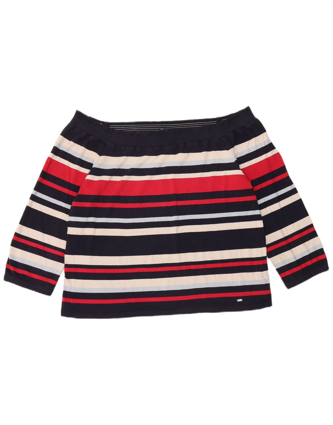 Tommy Hilfiger Top de manga 3/4 para mujer con hombros descubiertos, talla 40, talla grande, multicolor