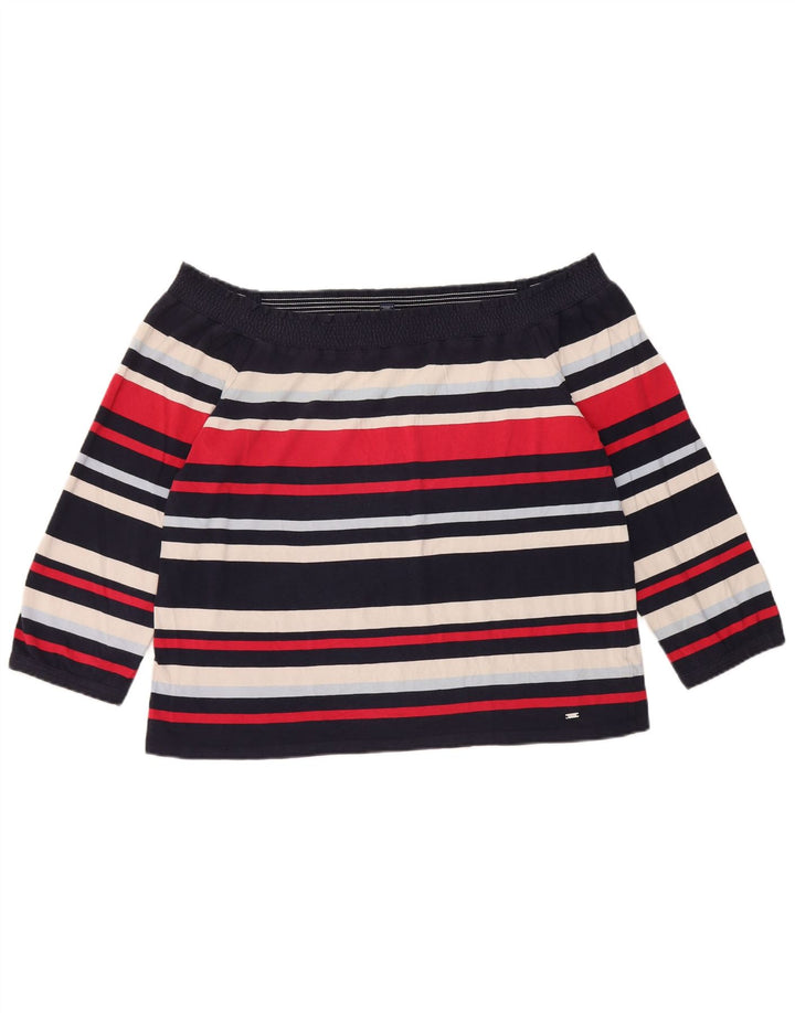 Tommy Hilfiger Top de manga 3/4 para mujer con hombros descubiertos, talla 40, talla grande, multicolor