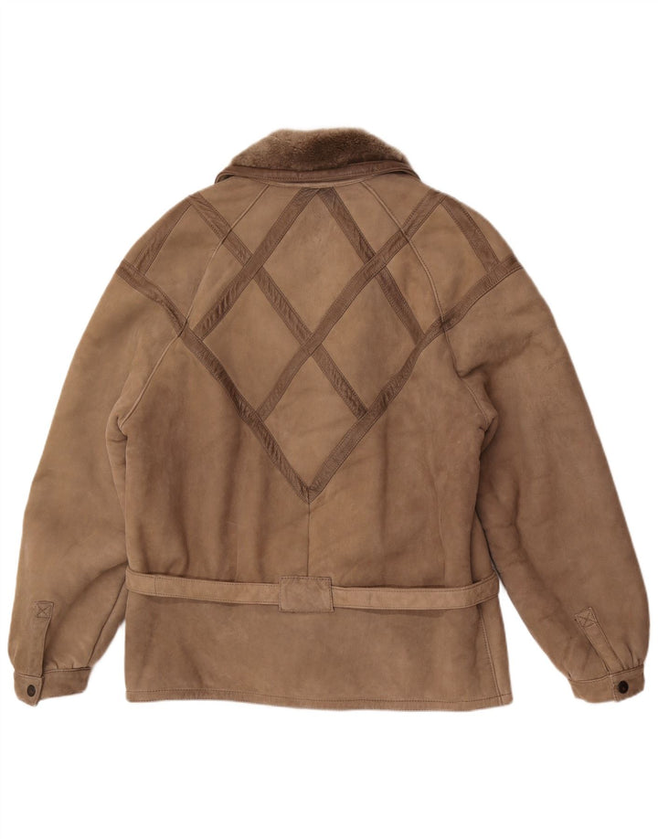 Vintage mujer shearling chaqueta Reino Unido 18 XL gris