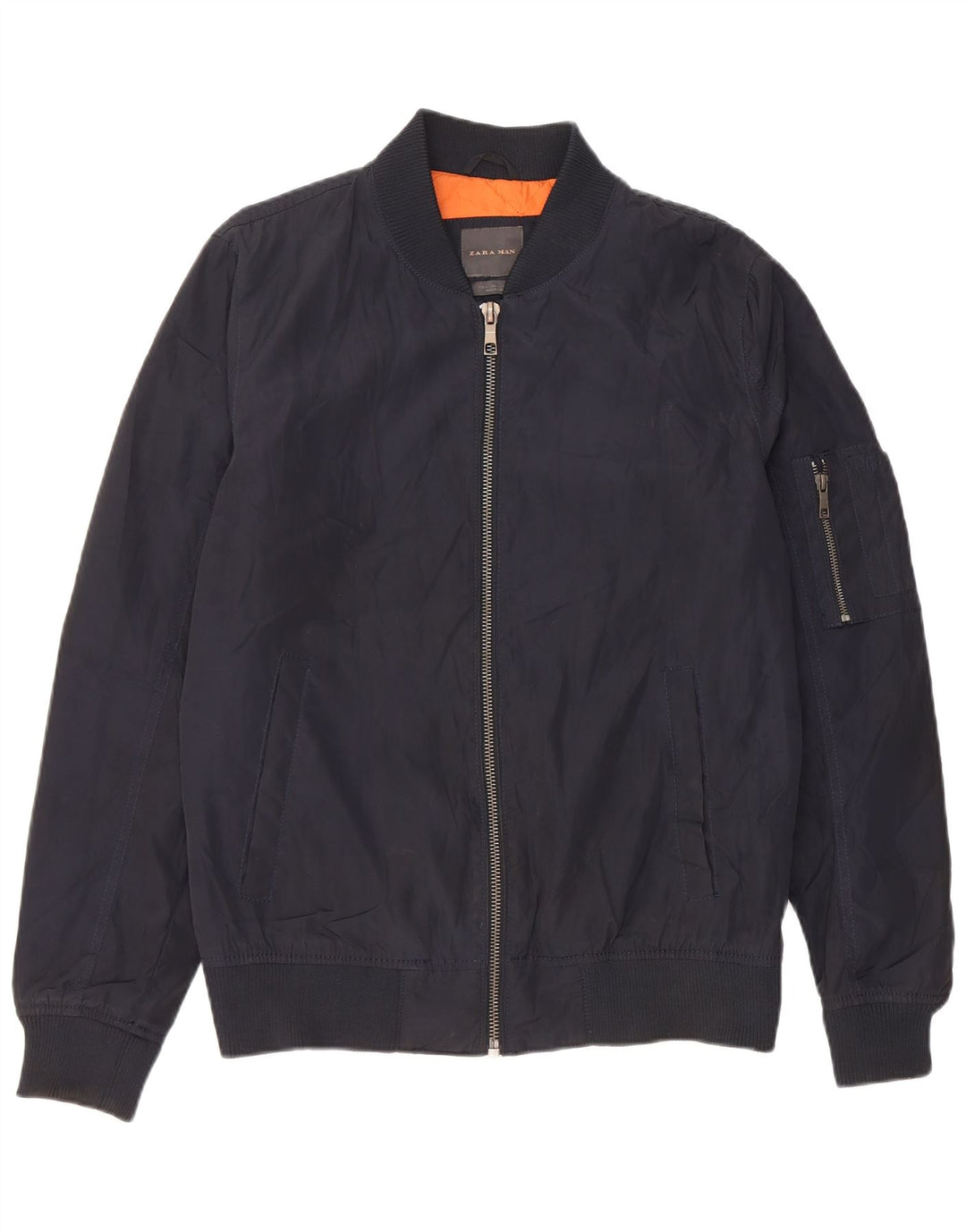 Zara Chaqueta Bomber para Hombre UK 40 Grande Poliéster Azul Marino