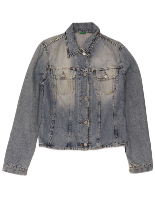 Benetton Chaqueta Vaquera Mujer UK 42 Algodón Azul Medio