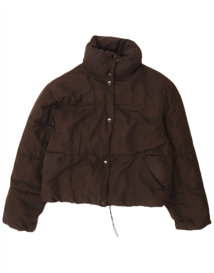 Zara Mujer Chaqueta Acolchada Extragrande UK 10 Small Poliéster Negro