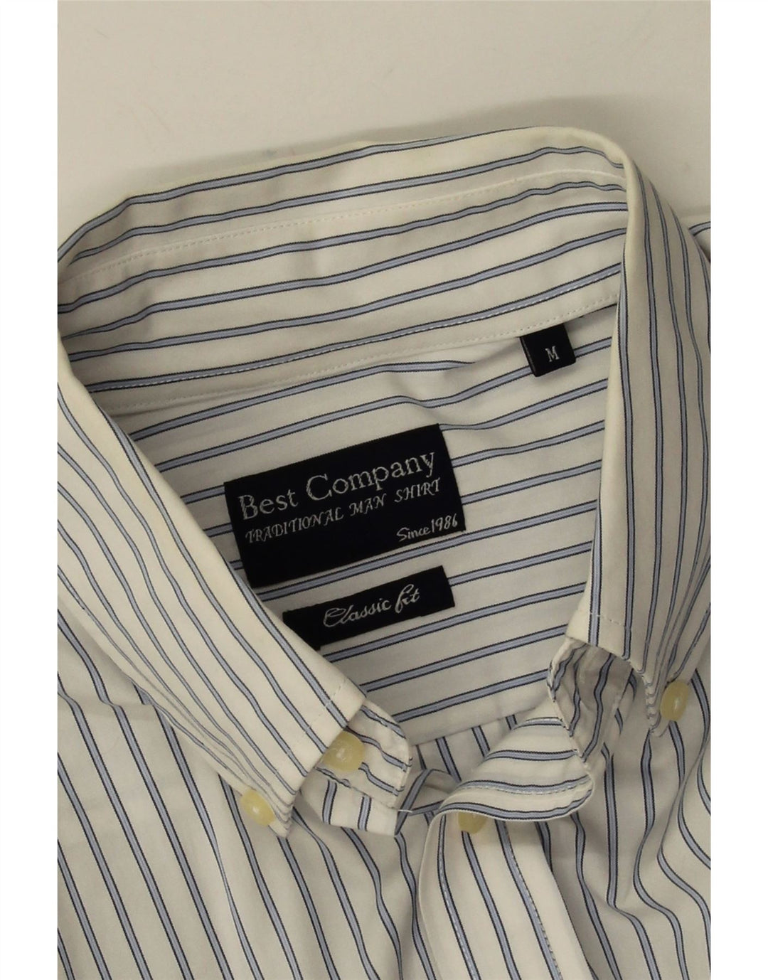Camisa de corte clásico para hombre de Best Company con rayas diplomáticas blancas medianas
