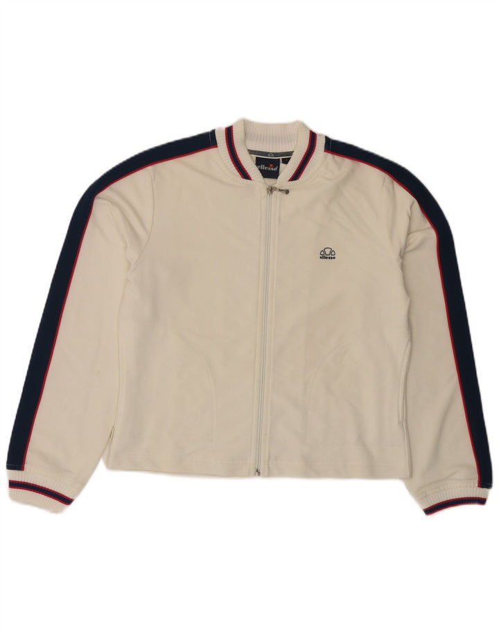 ELLESSE Chaqueta corta de chándal para mujer UK 12 Mediana Off White Poliéster