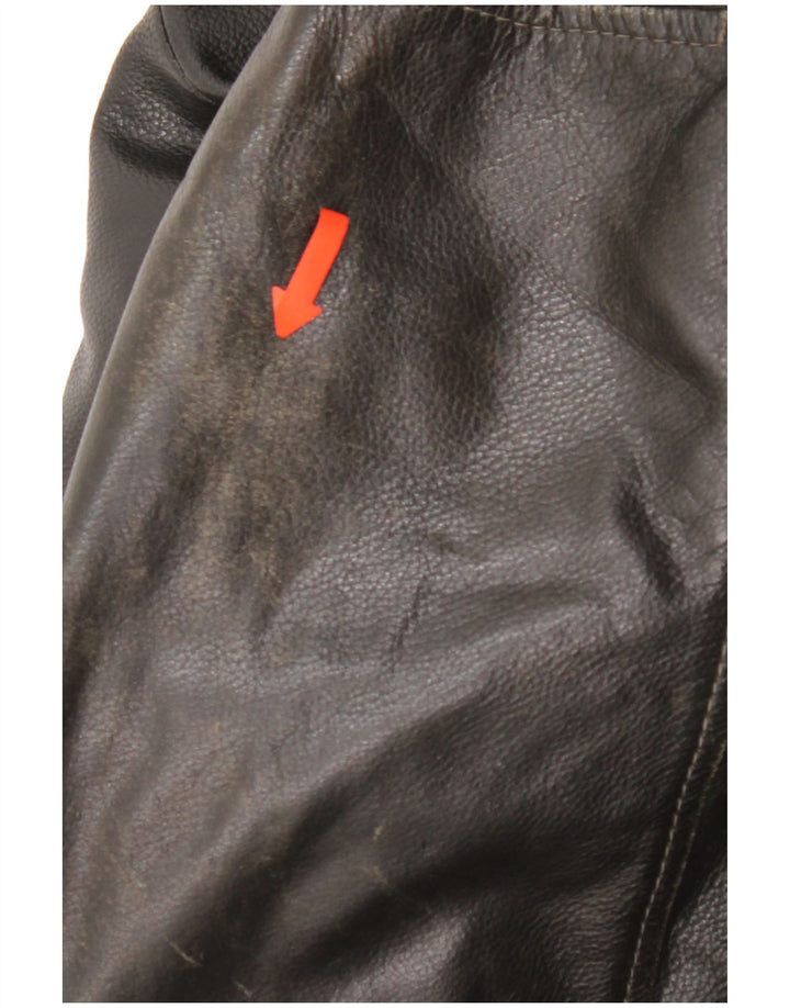 Vintage chaqueta de cuero para hombre Reino Unido 44 2XL cuero negro