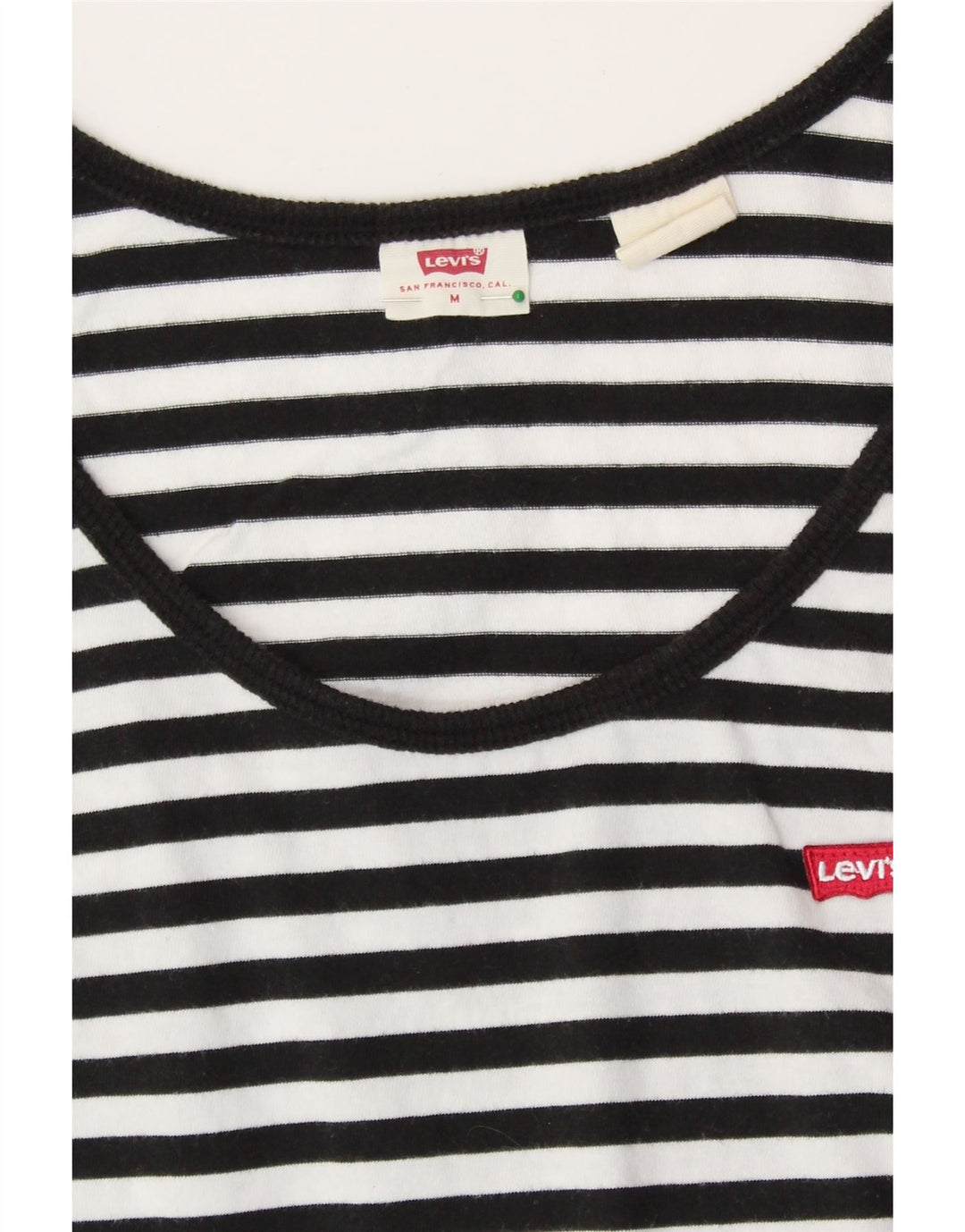 LEVI'S Top sin mangas para mujer UK 12 Medium White Stripe Nautical