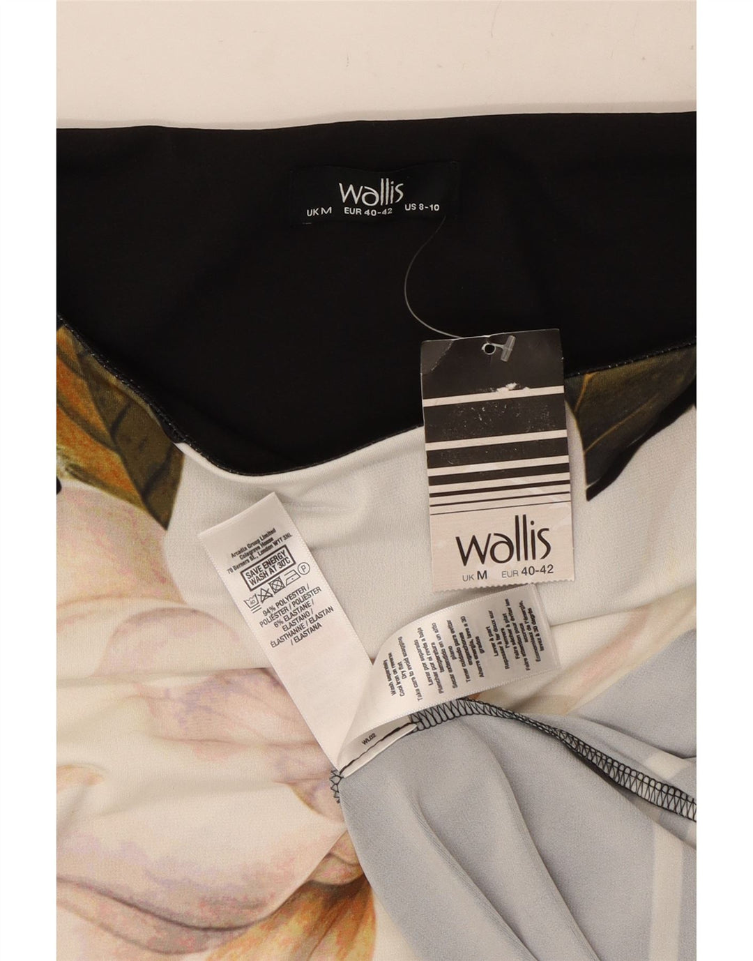 Wallis Vestido de manga 3/4 para mujer US 8/10 Poliéster floral negro mediano