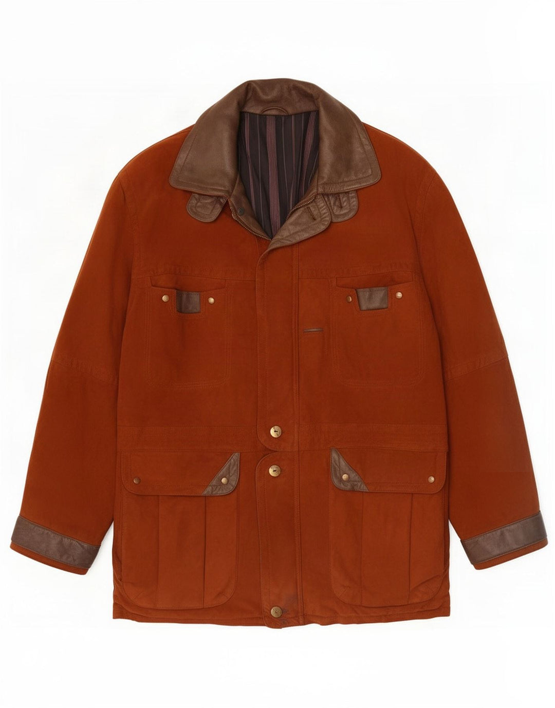 Maddox Chaqueta utilitaria de ante para hombre IT 52 XL Bloque de color marrón