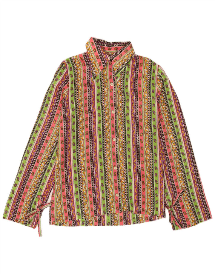 Vintage mujer camisa blusa Reino Unido 12 medio multicolor floral