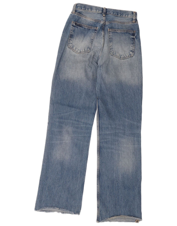 Zara Jeans De Pierna Ancha De Cintura Alta Para Mujer EU 36 XS W26 L32 Azul