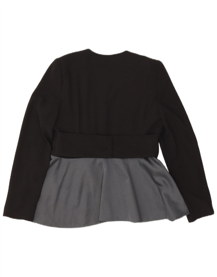 Zara Mujer Chaqueta Americana Abierta UK 44 Mediana Negro Colorblock Poliéster
