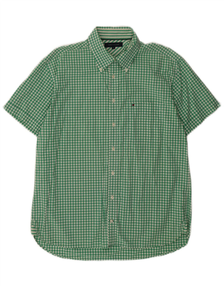 Camisa Tommy Hilfiger Hombre De Manga Corta A Cuadros XL Algodón Vichy Verde