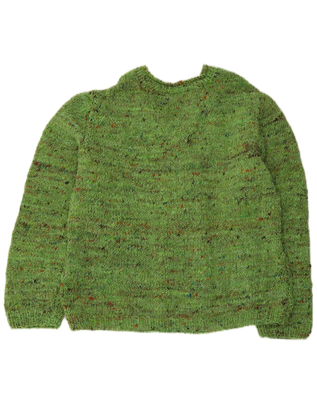 VINTAGE suéter de jersey con cuello en V para mujer Reino Unido 18 XL verde moteado