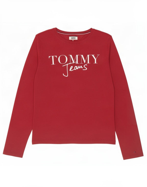 Tommy Hilfiger Top gráfico para mujer de manga larga UK 14 Algodón burdeos medio