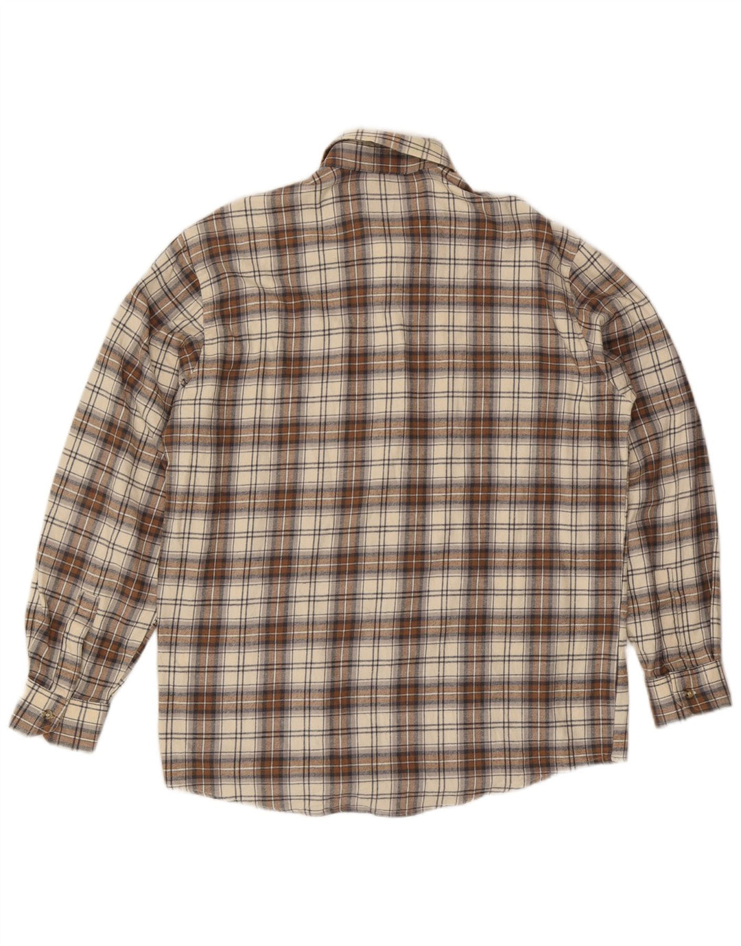 Camisa de franela para hombre de European Project, algodón a cuadros beige grande