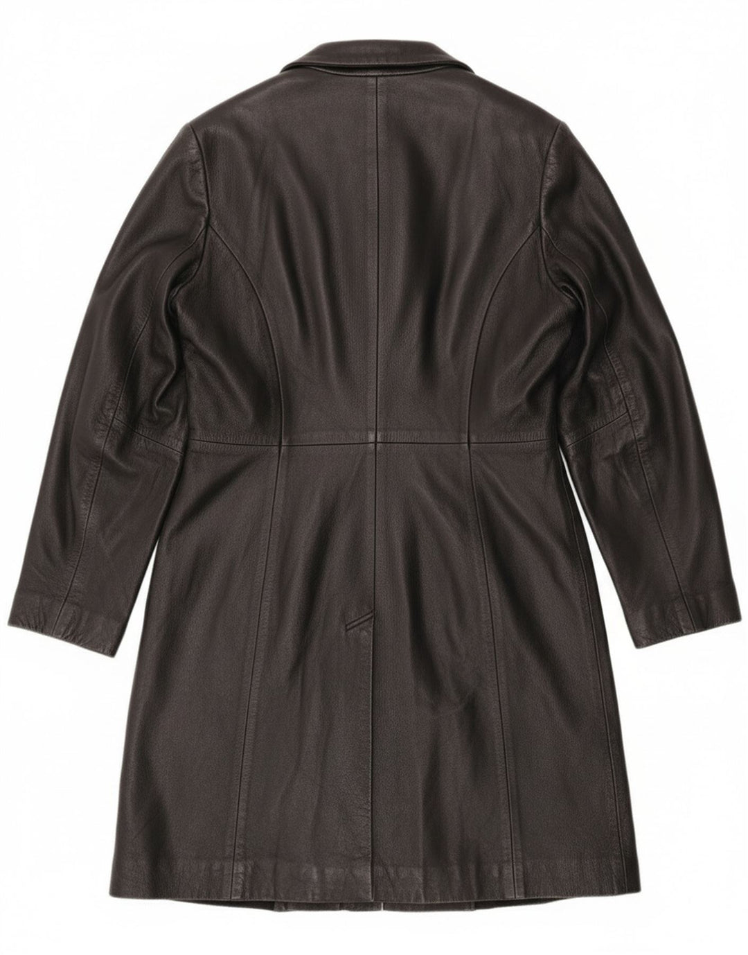 Vintage mujer cuero abrigo Reino Unido 12 cuero negro medio