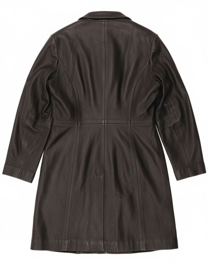 Vintage mujer cuero abrigo Reino Unido 12 cuero negro medio