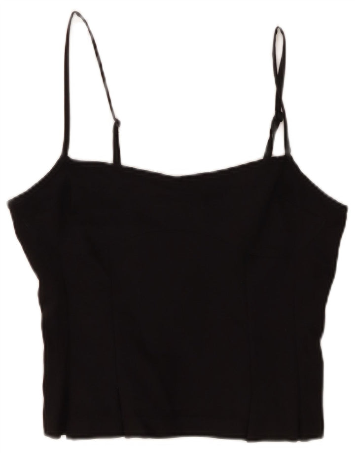 Peachy Den Top corto de tirantes para mujer UK 40 Mediano Algodón negro
