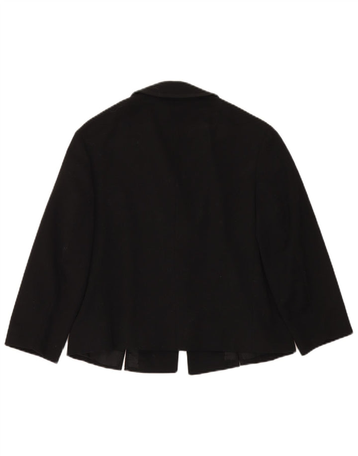 Reine Wolle Chaqueta tipo blazer con 3 botones y manga 3/4 para mujer UK 40 Medium Black
