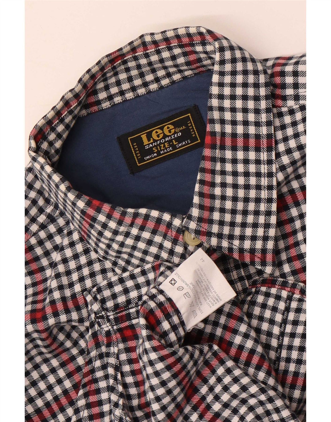 Camisa Lee para hombre grande de algodón a cuadros gris