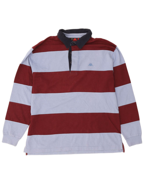 Kappa Polo Rugby De Manga Larga Hombre XL Borgoña Rayas Algodón