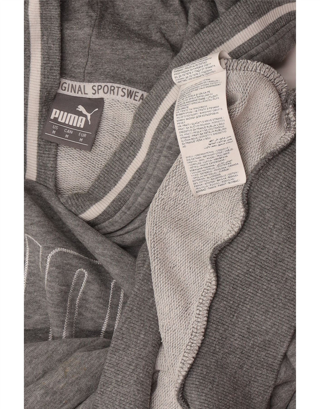 Puma Hombre Sudadera Con Capucha Gráfica Jersey De Algodón Gris Medio