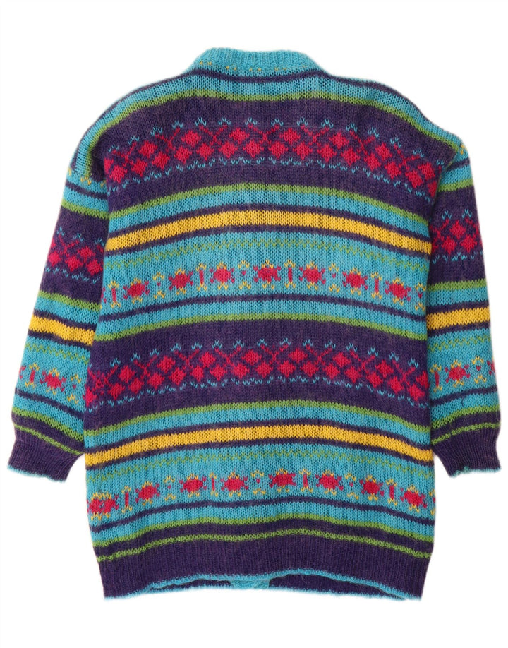 Vintage mujer Cardigan suéter Reino Unido 14 medio multicolor Fair Isle
