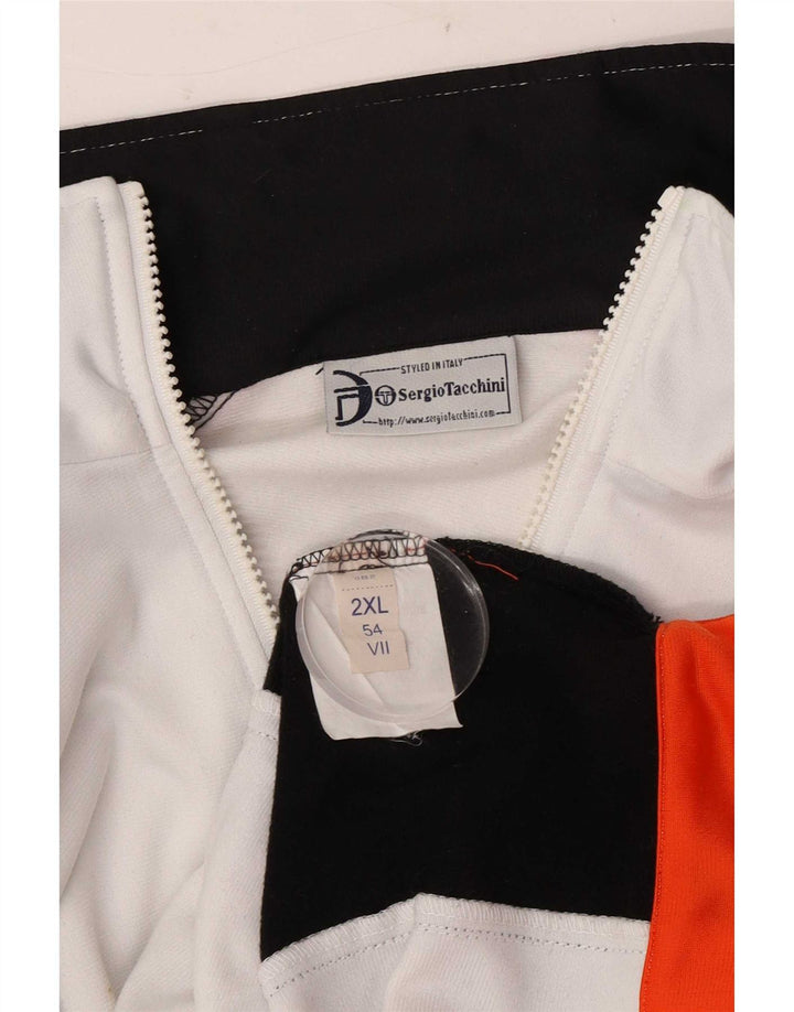 Sergio Tacchini Chaqueta de chándal para hombre 2XL Blanco Colorblock Poliéster