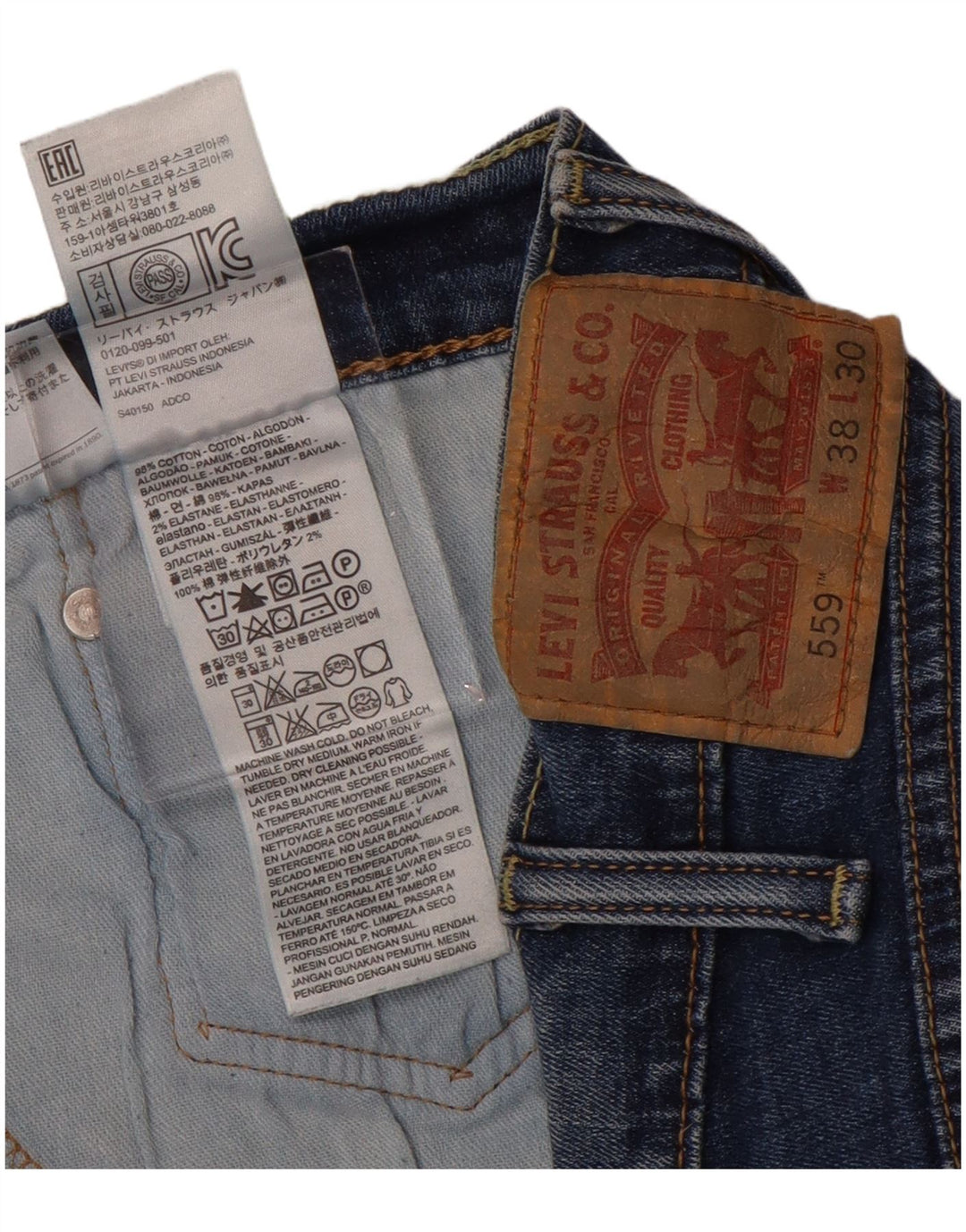 LEVI'S Pantalones cortos vaqueros 559 para hombre W38 XL Algodón azul