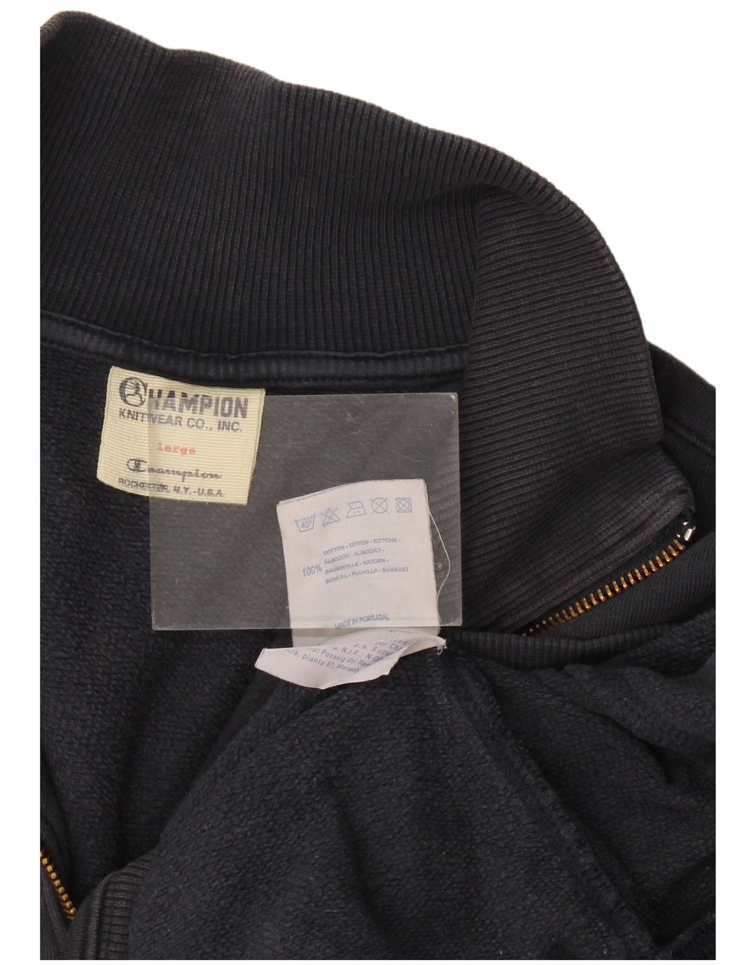 Champion Sudadera con cuello con cremallera para hombre Jumper Large Azul marino Algodón