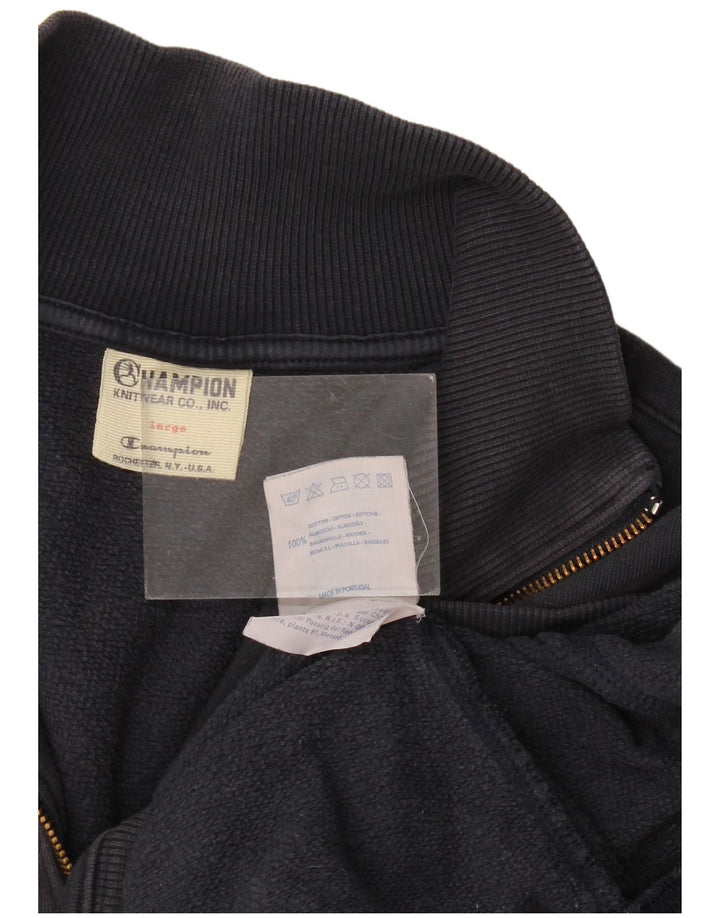 Champion Sudadera con cuello con cremallera para hombre Jumper Large Azul marino Algodón