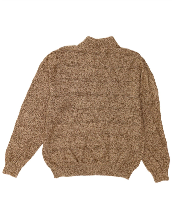 Chaps Suéter tipo jersey con cuello y botones para hombre, tamaño grande, algodón marrón