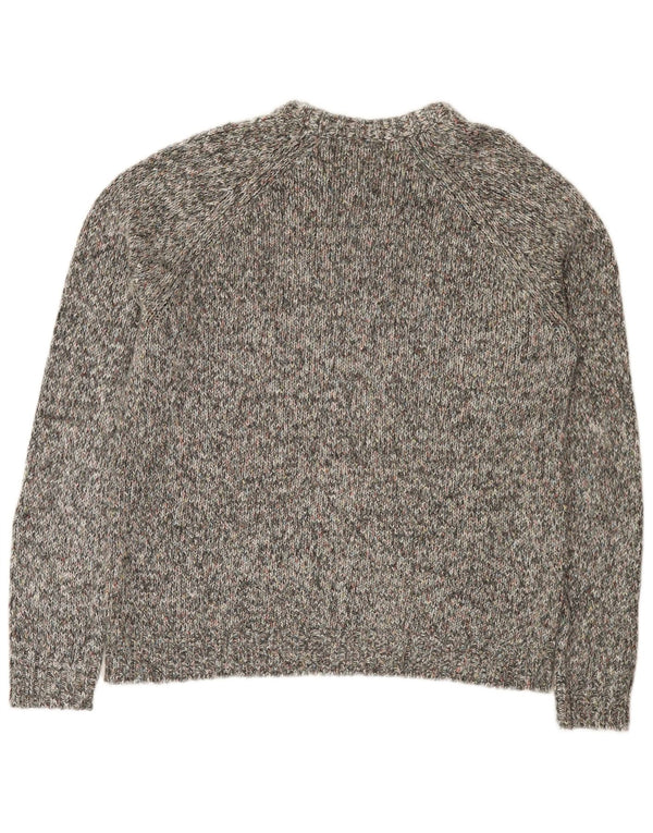 Zara Hombre Jersey Con Cuello Barco Jersey Grande De Algodón Moteado Gris